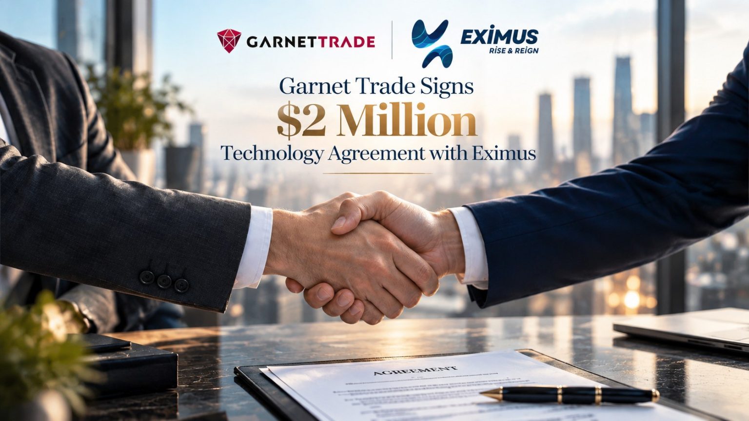 Garnet Trade and Eximus technology agreement announcement: Eximus Selected by Garnet Trade for $2 Million Technology Mandate