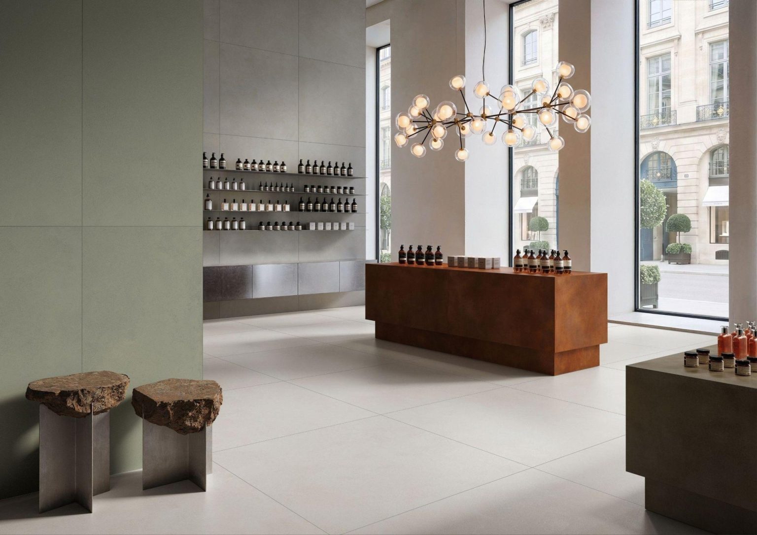 The Code Concept and New Design Codes Take Centre Stage for VitrA Tiles at Cersaie VitrA Tiles showroom interior with large-format tiles: The Code Concept and New Design Codes Take Centre Stage for VitrA Tiles at Cersaie
